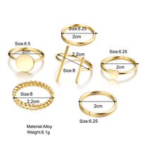 European And American New Heart Ring 6-piece Creative Alloy Geometric Joint Ring Set Wholesale main image 3