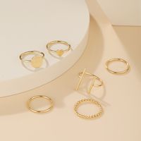 European And American New Heart Ring 6-piece Creative Alloy Geometric Joint Ring Set Wholesale main image 4