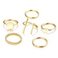 European And American New Heart Ring 6-piece Creative Alloy Geometric Joint Ring Set Wholesale main image 6