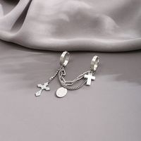 European And American Exaggerated Alloy Two-finger Conjoined Chain Ring Hip Hop Cross Open Ring main image 4