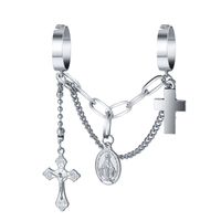 European And American Exaggerated Alloy Two-finger Conjoined Chain Ring Hip Hop Cross Open Ring main image 6