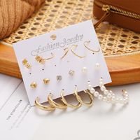 New Creative Simple Fashion Temperament Twist Pearl Earrings 9-piece Set main image 4