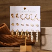 New Creative Simple Fashion Temperament Twist Pearl Earrings 9-piece Set main image 5