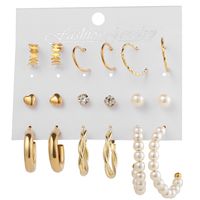 New Creative Simple Fashion Temperament Twist Pearl Earrings 9-piece Set main image 6