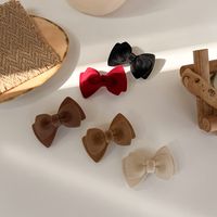 Autumn Winter Retro Plush Bow Barrettes Korean Girl Versatile Flocking Double-layer Bow Duckbilled Hair Accessories Women main image 4