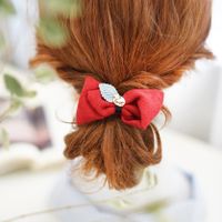 New Bow Hair Rope Korean Style Bowknot Hair Ring Headband Korean Style Corduroy Cloth Hair Ring Headdress Flower main image 5