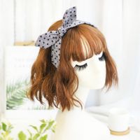 Confortable Pleine Toile Wrapper-cheveux Hoop Bandeau Polka Dot Coton Tissus Arc Bandeau Coréenne Style Style Oreilles De Lapin Cheveux Hoop main image 1