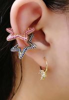 European And American New Micro-inlaid Color Zirconium Five-pointed Star Ear Clip Creative Personalized Without Piercings Ear Clip Fashionable Earrings main image 3