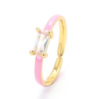 European And American Color Dripping Oil Opening Adjustable Square Diamond Ring Wholesale main image 1