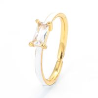 European And American Color Dripping Oil Opening Adjustable Square Diamond Ring Wholesale main image 3