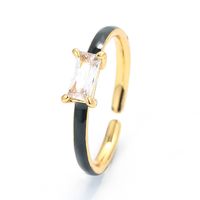 European And American Color Dripping Oil Opening Adjustable Square Diamond Ring Wholesale main image 4