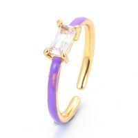 European And American Color Dripping Oil Opening Adjustable Square Diamond Ring Wholesale main image 5