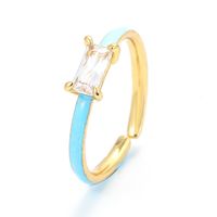 European And American Color Dripping Oil Opening Adjustable Square Diamond Ring Wholesale main image 6