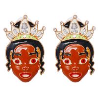 55735 Europäische Und Amerikanische Neue Ölige Süße Frauen Cartoon Rotes Gesicht Weibliche Ohrringe Diamant Ohrringe Hersteller Großhandel main image 1
