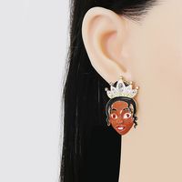 55735 Europäische Und Amerikanische Neue Ölige Süße Frauen Cartoon Rotes Gesicht Weibliche Ohrringe Diamant Ohrringe Hersteller Großhandel main image 3