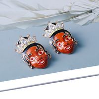 55735 Europäische Und Amerikanische Neue Ölige Süße Frauen Cartoon Rotes Gesicht Weibliche Ohrringe Diamant Ohrringe Hersteller Großhandel main image 5