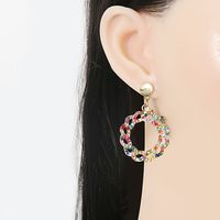 54488 Personalized Creative Alloy Diamond Rhinestone Twist Double Layer Garland Earrings European And American Earrings Earrings main image 3