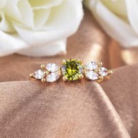 Cross-border New European And American Olive Green Zircon Ring Fashion Diamond Ring Color Open Ring main image 3