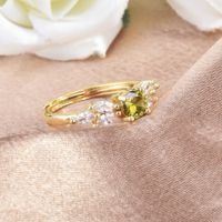 Cross-border New European And American Olive Green Zircon Ring Fashion Diamond Ring Color Open Ring main image 4