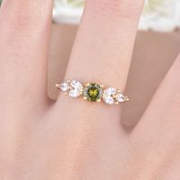 Cross-border New European And American Olive Green Zircon Ring Fashion Diamond Ring Color Open Ring main image 6