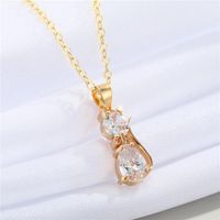European Cross-border Jewelry Simple And Cute Crystal Kitten Leaf Pendant Necklace Exquisite Animal Clavicle Chain main image 4