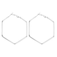 Ornement Coréen Mode Rétro Exagérée Europe Et En Amérique Croix Frontière En Métal Géométrie Hexagone Grand Boucles D'oreilles Femmes main image 2