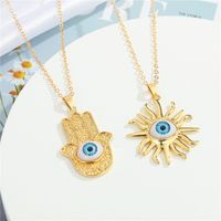 European Cross-border Sold Jewelry Retro Fashion Fatima Hand Devil Eye Necklace Turkish Eye Pendant Clavicle Chain main image 3