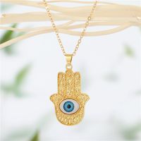 European Cross-border Sold Jewelry Retro Fashion Fatima Hand Devil Eye Necklace Turkish Eye Pendant Clavicle Chain main image 2