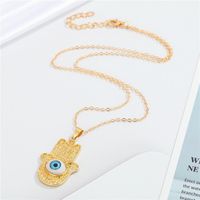 European Cross-border Sold Jewelry Retro Fashion Fatima Hand Devil Eye Necklace Turkish Eye Pendant Clavicle Chain main image 5