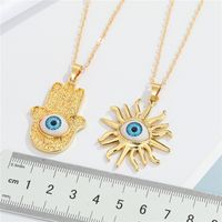 European Cross-border Sold Jewelry Retro Fashion Fatima Hand Devil Eye Necklace Turkish Eye Pendant Clavicle Chain main image 6