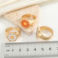 Ornament Simple Trend Drop Oil Daisy Ring Alloy Flower Ring Opening Europe And America Cross Border main image 6