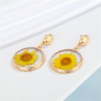 Europe And America Cross Border Ornament Creative Resin Round Dried Flower Daisy Necklace Earrings Sunflower Sunflower Ornament main image 4