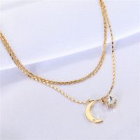 Collier Empilé En Métal Simple De Mode Transfrontalière Européenne Chaîne De Clavicule Pendentif Étoile Lune En Strass main image 2