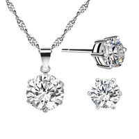 Set Necklace Earrings Rhinestone Zircon Ear Stud Necklace Combination European And American Diamond Women's Jewelry In Stock Wholesale sku image 1