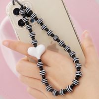 European And American Bohemian Style 8mm White Imitation Pearl 8mm Acrylic Round Beads Anti-lost Wrist Lanyard Mobile Phone Charm Women sku image 2