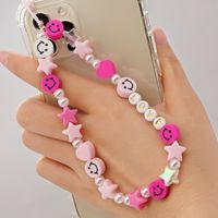 Ethnic Style Smiley Soft Ceramic Mobile Phone Chain Acrylic Five-pointed Star Pearl Beaded Mobile Phone Lanyard sku image 1