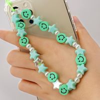 Ethnic Style Smiley Soft Ceramic Mobile Phone Chain Acrylic Five-pointed Star Pearl Beaded Mobile Phone Lanyard sku image 4