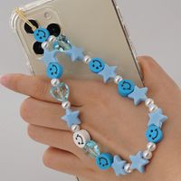 Ethnic Style Smiley Soft Ceramic Mobile Phone Chain Acrylic Five-pointed Star Pearl Beaded Mobile Phone Lanyard sku image 2