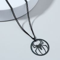 Europe And America Cross Border Ornament Creative New Horror Spider Pendant Stainless Steel Round Dark Halloween Necklace Accessories sku image 1