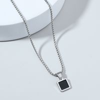 Personality Square Round Pendant Titanium Steel Necklace Wholesale sku image 1