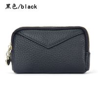 Leather Coin Purse New First Layer Cowhide Double Layer Zipper Key Ring Coin Storage Bag sku image 1