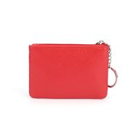 First Layer Leather Small Wallet Ultra-thin Leather Coin Key Ring Zipper Coin Purse sku image 1