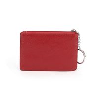 First Layer Leather Small Wallet Ultra-thin Leather Coin Key Ring Zipper Coin Purse sku image 2