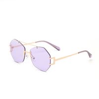 Wuhuama Glasses Ss0819 Irregular Frameless Metal Double Beam Colorful Sunglasses Female Sunglasses Men sku image 4