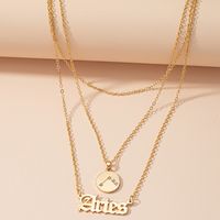 Retro Diamond-studded Symbol Clavicle Chain Twelve Constellation Necklace Letter Sweater Chain sku image 1