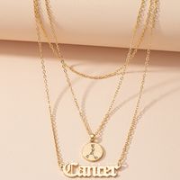 Retro Diamond-studded Symbol Clavicle Chain Twelve Constellation Necklace Letter Sweater Chain sku image 4