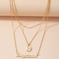 Retro Diamond-studded Symbol Clavicle Chain Twelve Constellation Necklace Letter Sweater Chain sku image 6