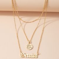 Retro Diamond-studded Symbol Clavicle Chain Twelve Constellation Necklace Letter Sweater Chain sku image 9