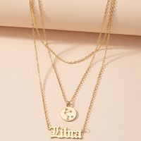 Retro Diamond-studded Symbol Clavicle Chain Twelve Constellation Necklace Letter Sweater Chain sku image 11