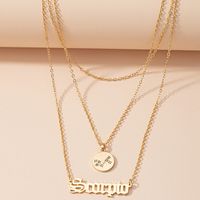 Retro Diamond-studded Symbol Clavicle Chain Twelve Constellation Necklace Letter Sweater Chain sku image 12